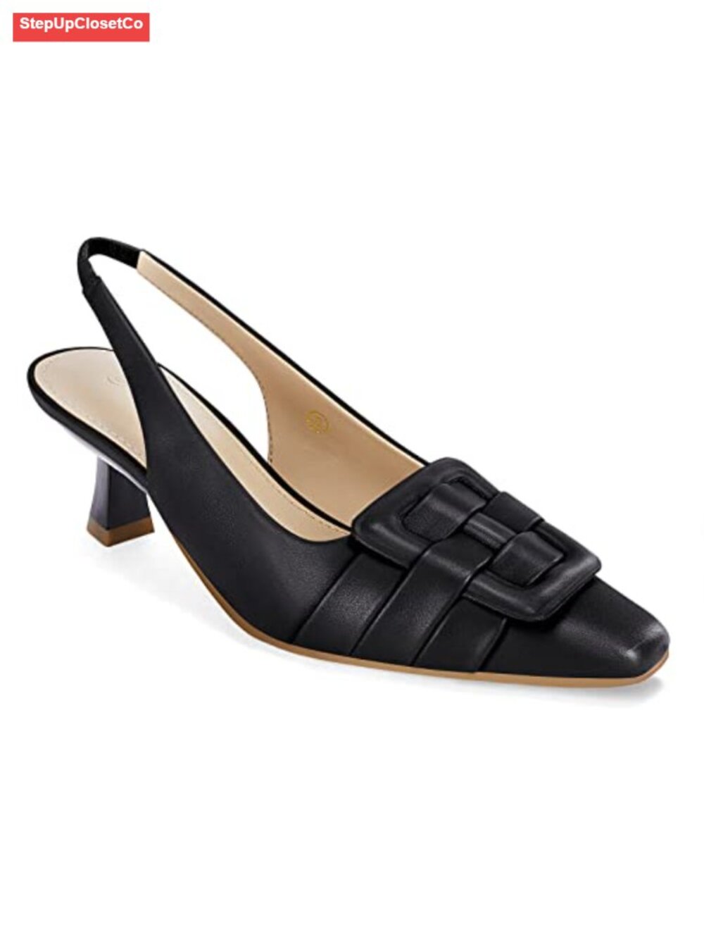 Sling Back Kitten Heels Low Dress Shoes Pointed Toe Pumps Comfortable Party